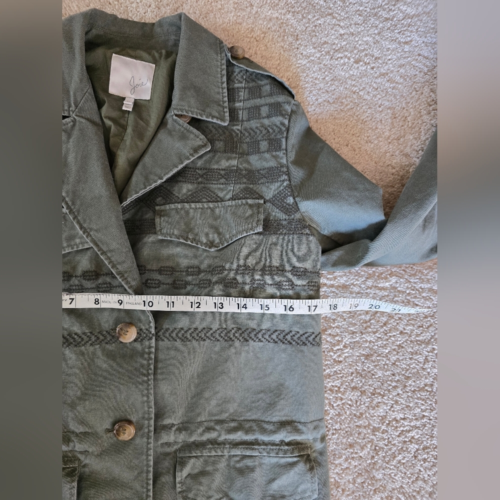 Joie Womens Medium Light Army Green Utility Embroidered Jacket - Picture 5 of 9